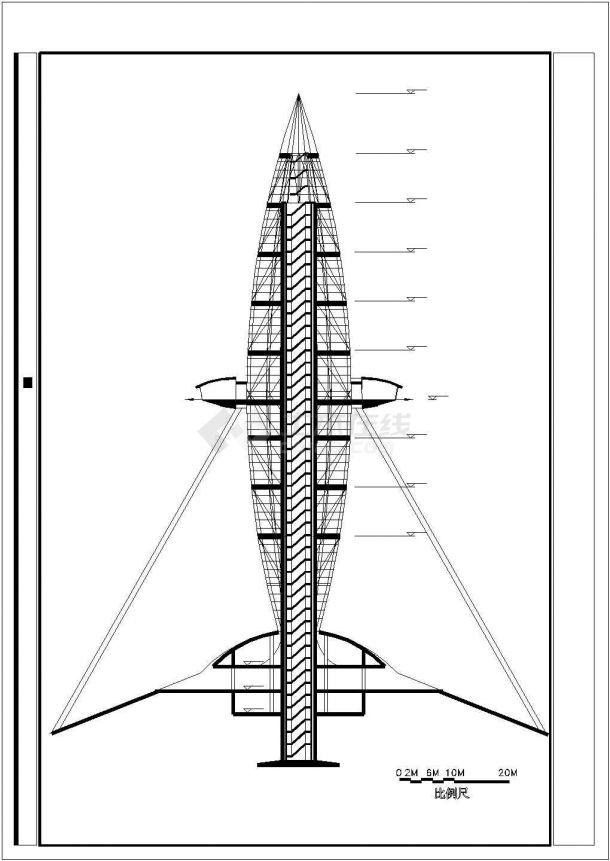 长64米 宽35米 观光塔设计图（无尺寸标注）-图二