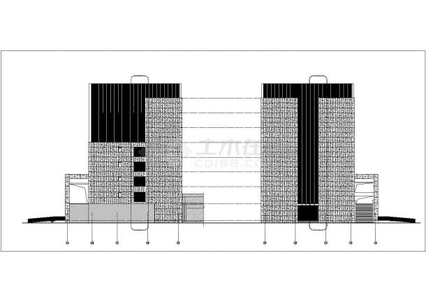 天津人才档案所1.5万平米左右8层框架结构综合楼平立剖面设计CAD图纸-图二