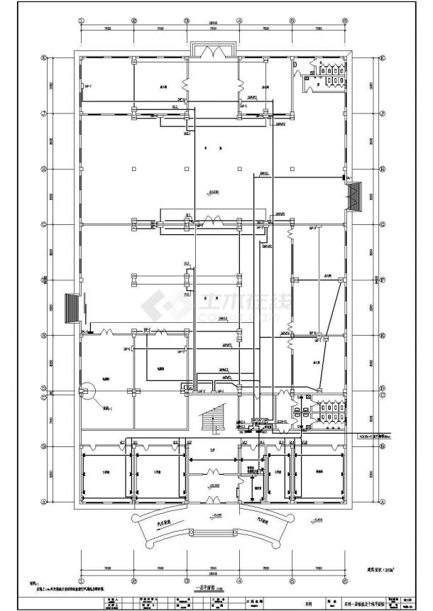 长43.2米 宽14.7米 2层工厂宿舍电施cad设计图纸（含电气设计说明）-图一