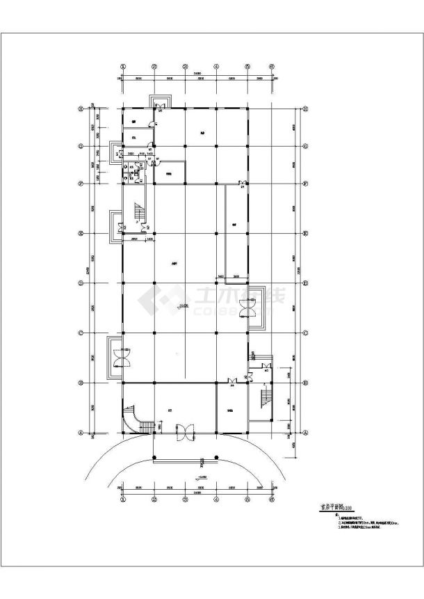 食堂全套建筑施工图CAD-图一