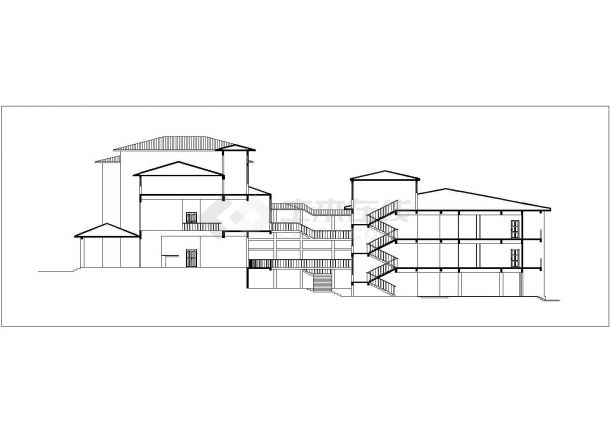 三亚市某6000平米四层框架结构度假酒店平立剖面设计CAD图纸-图二
