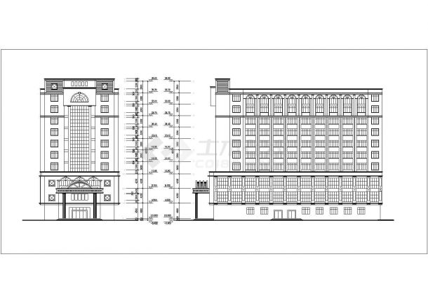 某商业街6500平米10层框架结构商务酒店平立面设计CAD图纸-图二