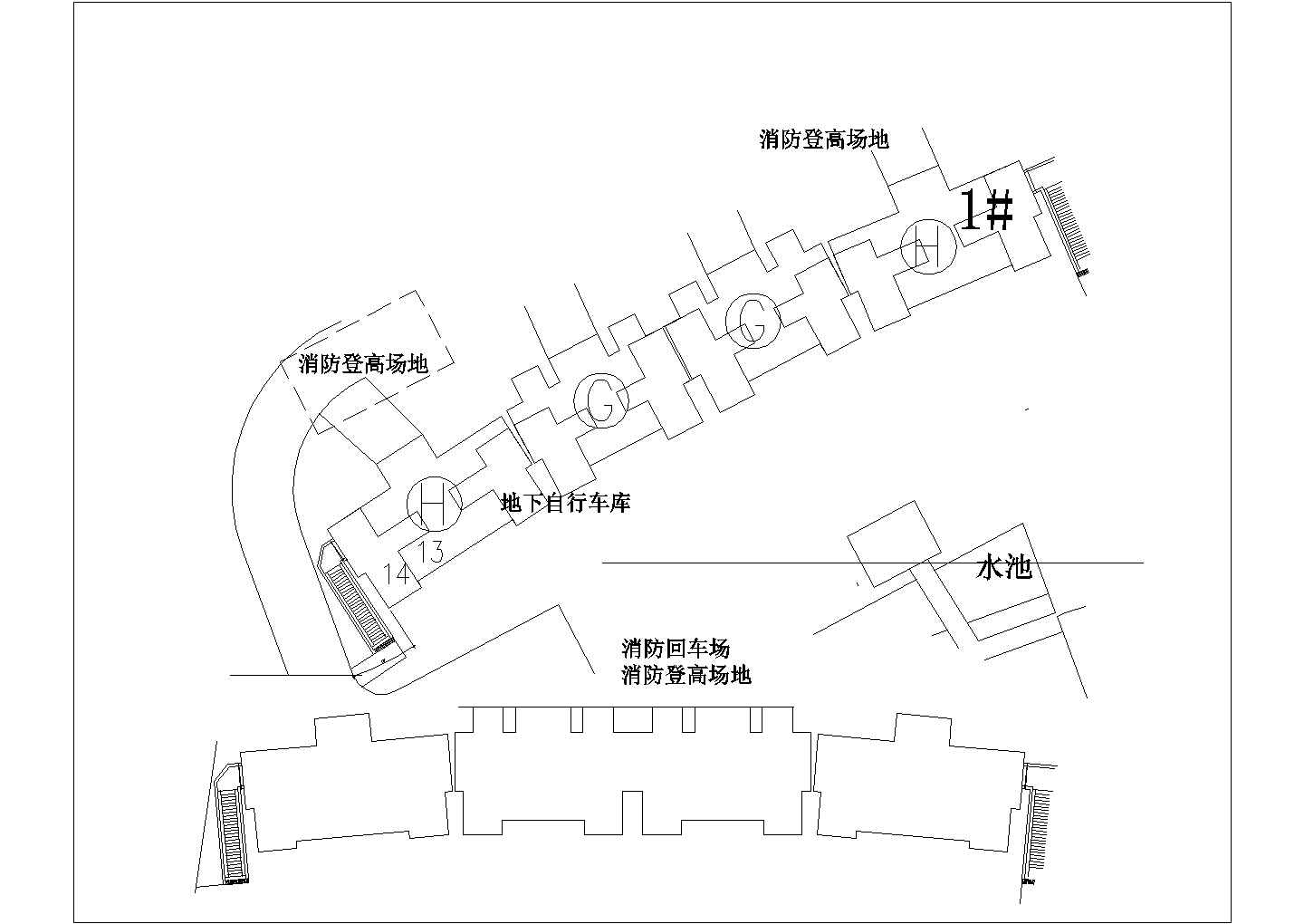 杭州某峨眉小区高层住宅全套楼建筑施工cad图(含水箱层平面图)