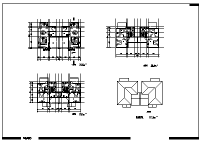 三层新中式风格双拼别墅建筑设计cad图(含四套设计图，共八张)-图二
