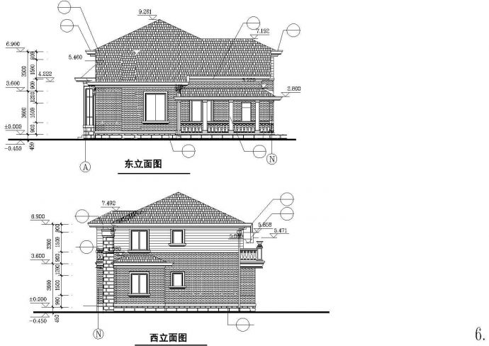 某湖边精品豪华多层别墅建筑设计方案施工CAD图纸_图1