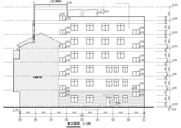 某商业街占地510平米6层框架结构商务酒店全套建筑CAD设计图纸_图1