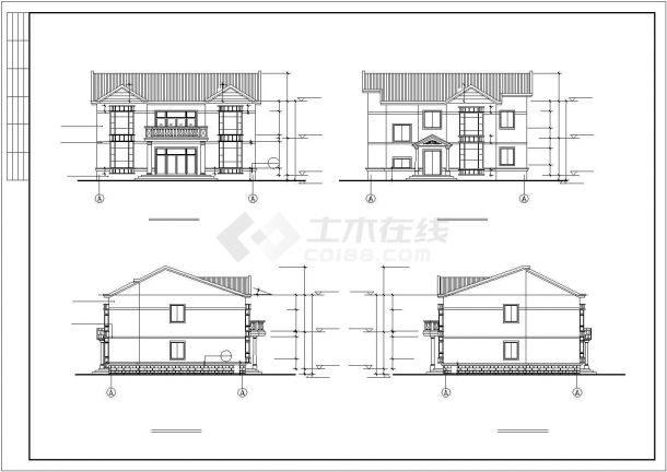 某几套湖边豪华型别墅建筑设计方案施工CAD图纸-图一