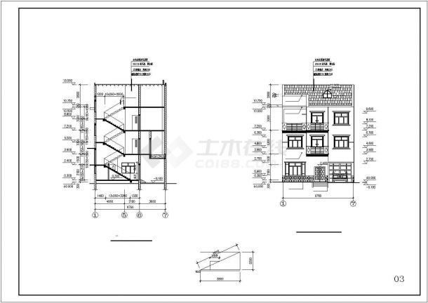 某几套湖边斜屋顶家庭别墅建筑设计方案施工CAD图纸-图二