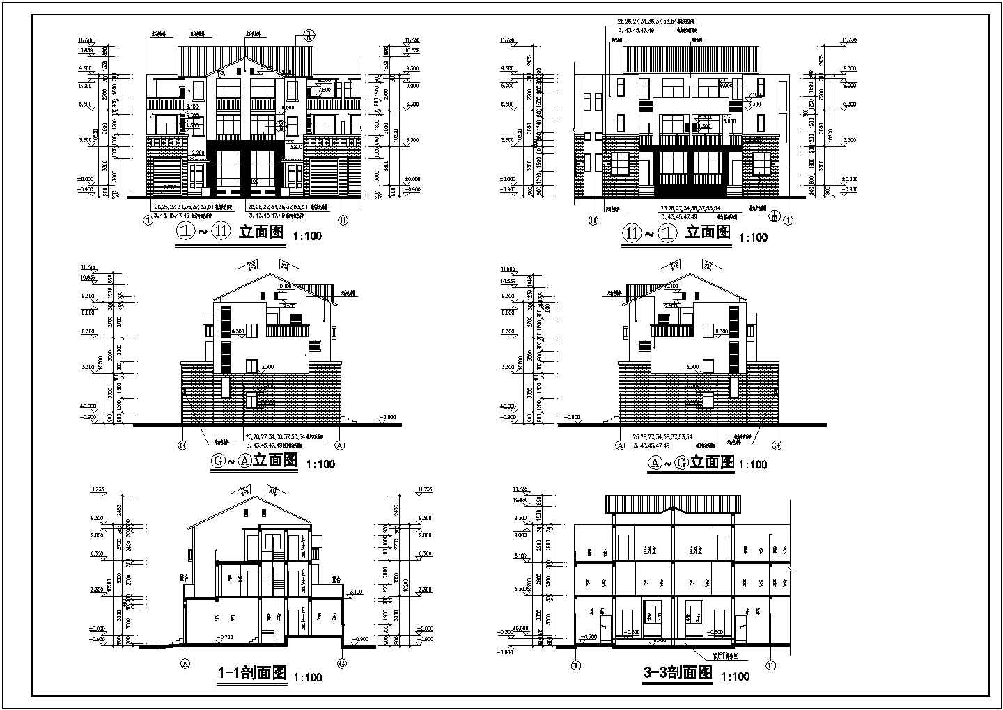 某居住小区精品独立式高级别墅建筑设计方案施工CAD图纸