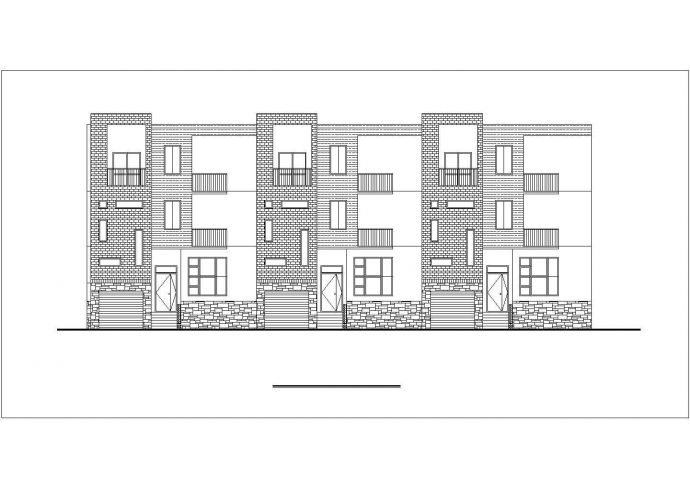 某小区多层联排高级别墅建筑设计方案施工CAD图纸_图1