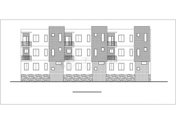 某小区多层联排高级别墅建筑设计方案施工CAD图纸-图二