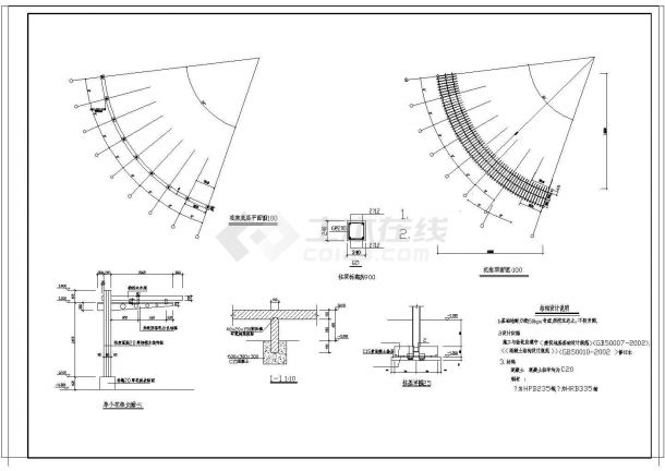 某地花架建筑施工设计Cad图（含木柱平面图和立面图）-图一