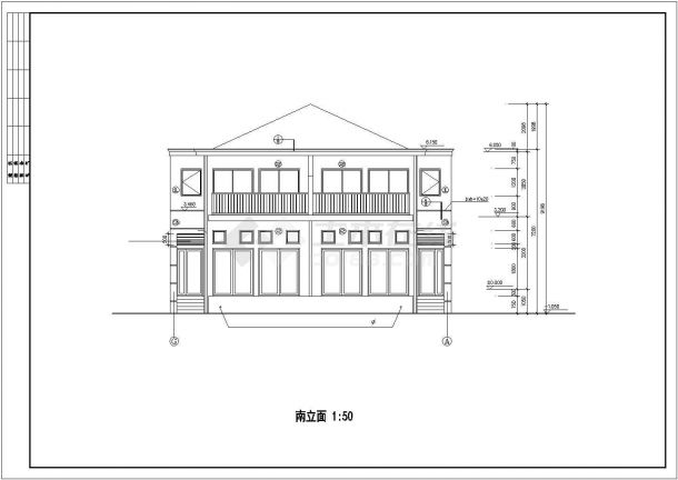 某小区多层现代联拼别墅建筑设计方案施工CAD图纸-图二