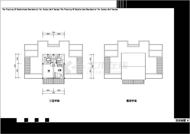 某小区多层现代联体别墅建筑全套设计方案施工CAD图纸-图二
