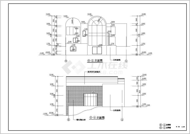 某景区山庄现代双拼别墅建筑初步设计方案施工CAD图纸-图二
