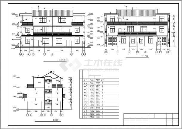 某两套景区山庄现代双拼别墅建筑设计方案施工CAD图纸-图一
