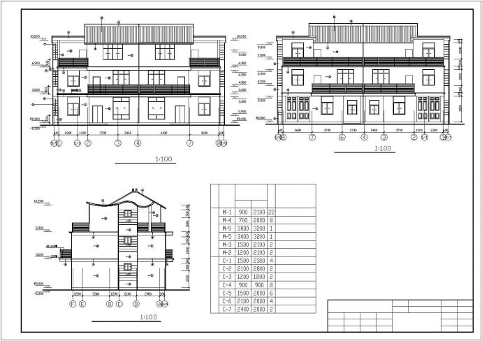 某两套景区山庄现代双拼别墅建筑设计方案施工CAD图纸_图1