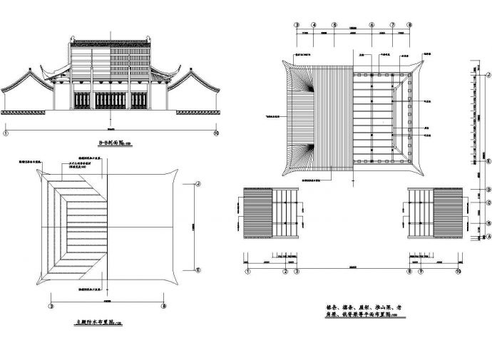 某大型财神殿建筑全套施工设计cad图纸（含主殿防水布置图）_图1