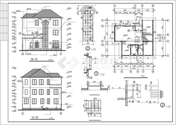 某度假山庄美式商业别墅住宅建筑设计方案施工CAD图纸-图一