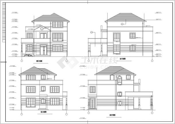某两套景区山庄现代别墅建筑设计方案施工CAD图纸-图二
