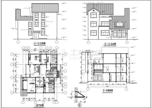 某度假山庄高级商业别墅建筑结构设计方案施工CAD图纸-图二