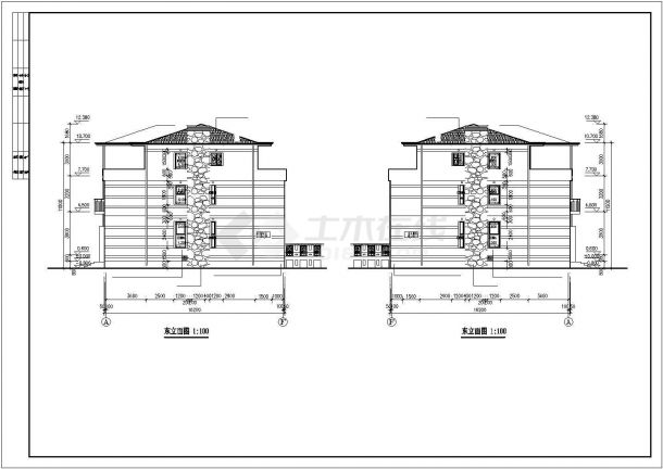 某度假区花园豪华联排别墅建筑扩出方案设计施工CAD图纸-图一