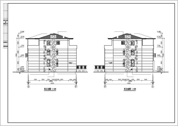 某度假区花园豪华联排别墅建筑扩出方案设计施工CAD图纸_图1