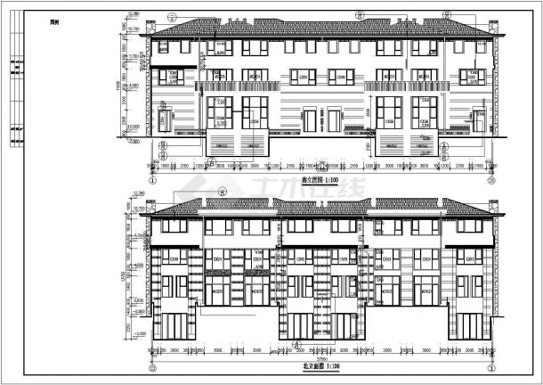 某度假区花园豪华联排别墅建筑扩出方案设计施工CAD图纸-图二