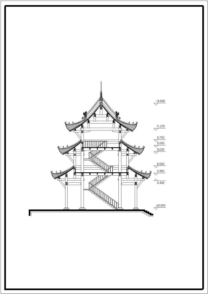 安徽某景区寺庙古建筑全套设计方案图_图1