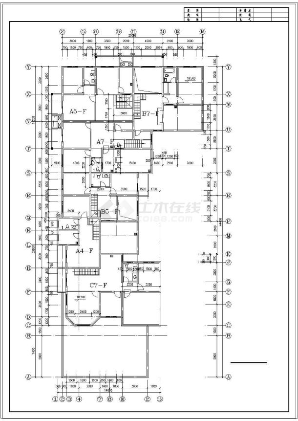 某多层住宅楼建筑设计cad平面图-图二