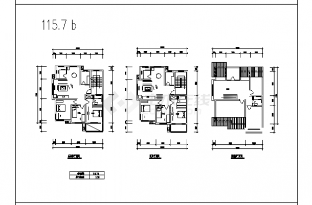 2套住宅平面户型设计施工cad图纸-图二