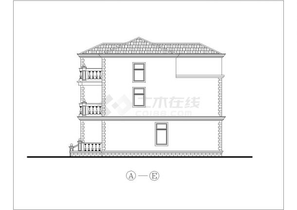 某温泉度假山庄别墅区欧式别墅建筑方案设计施工CAD图纸-图二