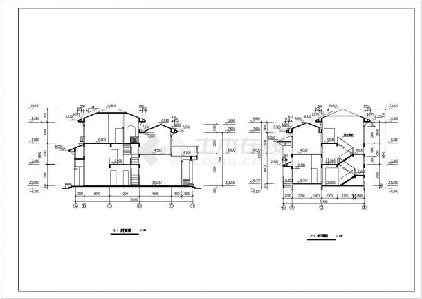 某温泉度假村欧式别墅建筑方案设计施工CAD图纸-图二