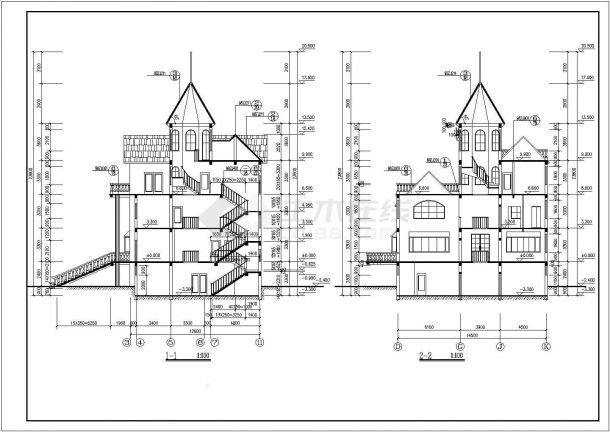 某温泉度假村欧式私人别墅建筑方案设计施工CAD图纸-图二