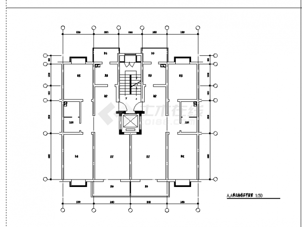 2套带电梯小高层小区户型设计施工cad图纸-图一