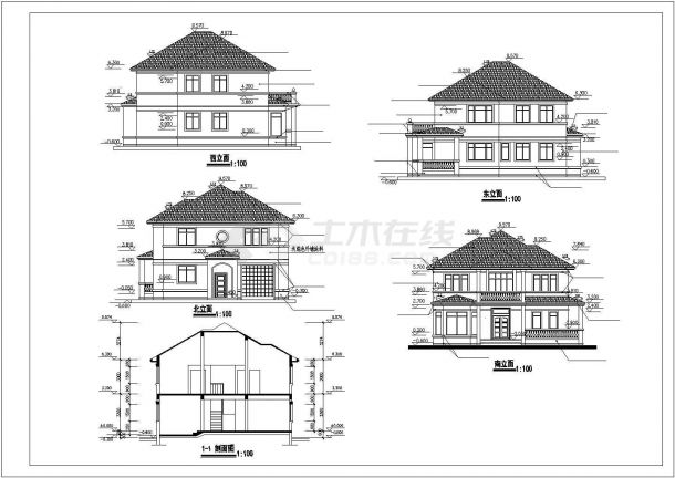 某温泉度假村高级私人别墅建筑方案设计施工CAD图纸-图一