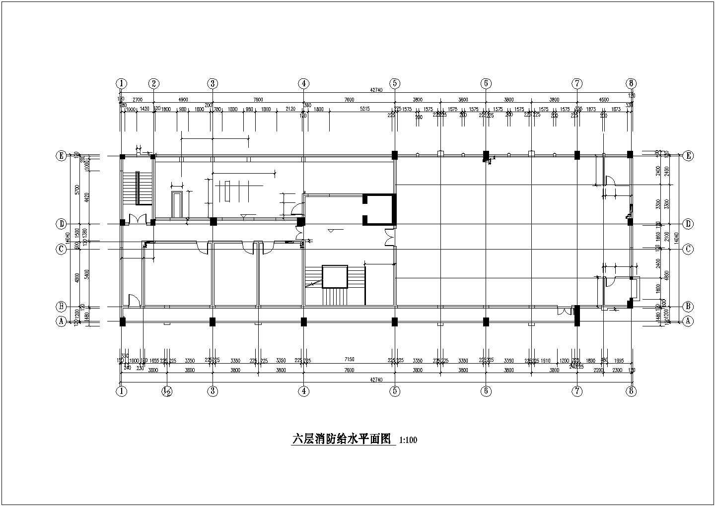 多层办公楼施工图-消防CAD图纸