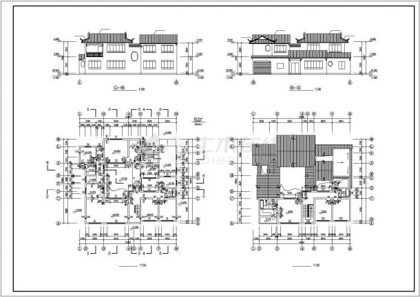 某景区度假村仿古小别墅建筑方案设计施工CAD图纸-图二