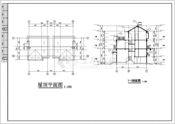 某城市高级私人双联别墅建筑全套方案设计施工CAD图纸-图一
