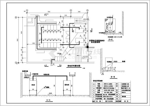 某别墅区10KV变电所（设置变压器SCB10-500）设计cad平面布置图（标注详细）-图一