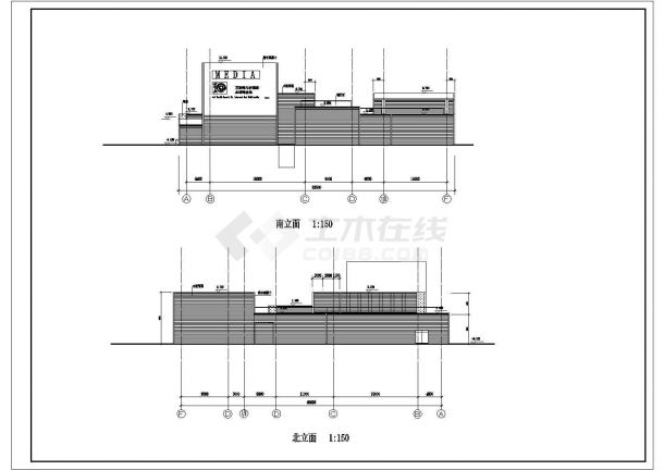 8100平米单层钢混框架结构会展中心建筑设计CAD图纸-图二