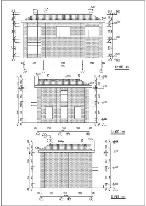 成都某社区400平米2层框架结构社区服务中心建筑设计CAD图纸-图二