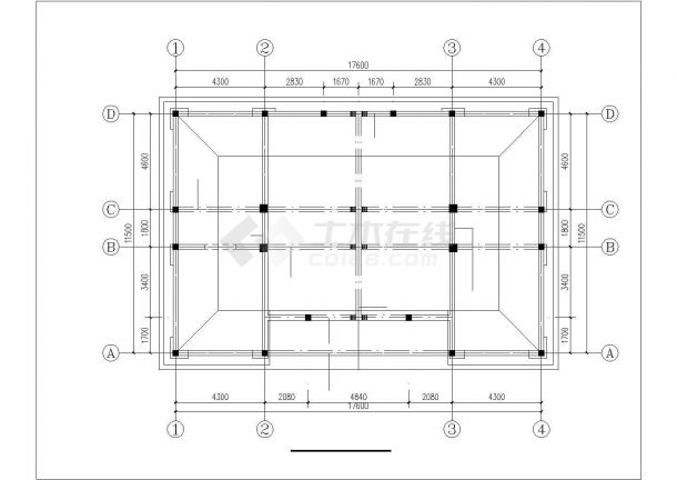 广州市某小区4层框架结构物业服务中心全套结构设计CAD图纸-图一