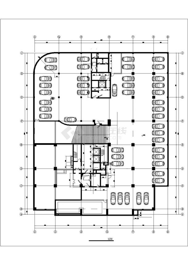 某现代化小区1200平米地下2层人防工程平剖面设计CAD图纸-图一