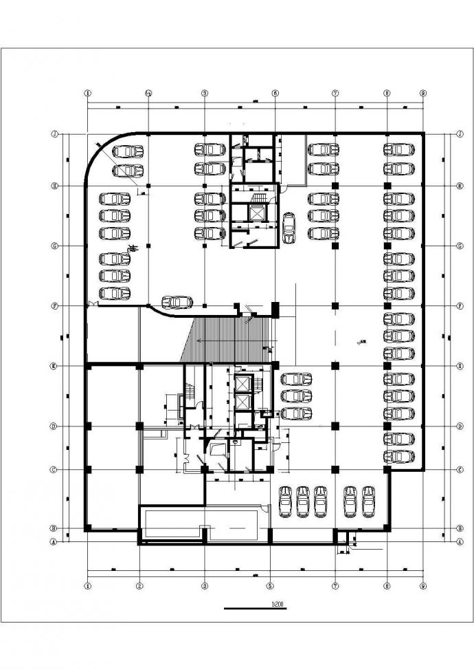 某现代化小区1200平米地下2层人防工程平剖面设计CAD图纸_图1