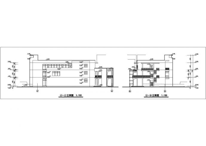 郑州市某3层框架结构高档商业购物街全套立剖面设计CAD图纸_图1