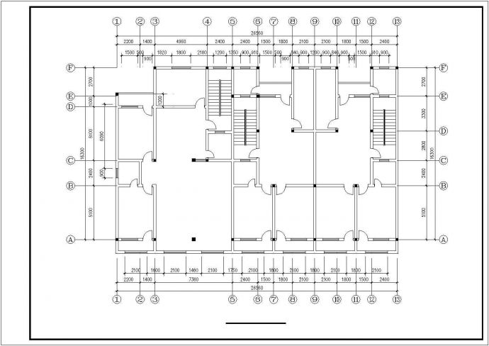 某小区800平米2层砖混结构住宅楼平面设计CAD图纸（含结构图）_图1
