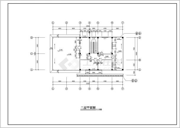 380平米2层框架结构公共厕所垃圾处理站全套建筑设计CAD图纸-图一