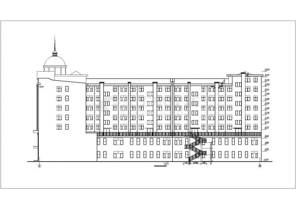 兰州某市政单位1.8万平米7层框架结构办公综合楼平立剖面设计CAD图纸-图二