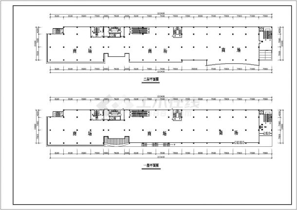1.5万平米5层框架结构购物商场平立剖面设计CAD图纸（含车库层）-图二